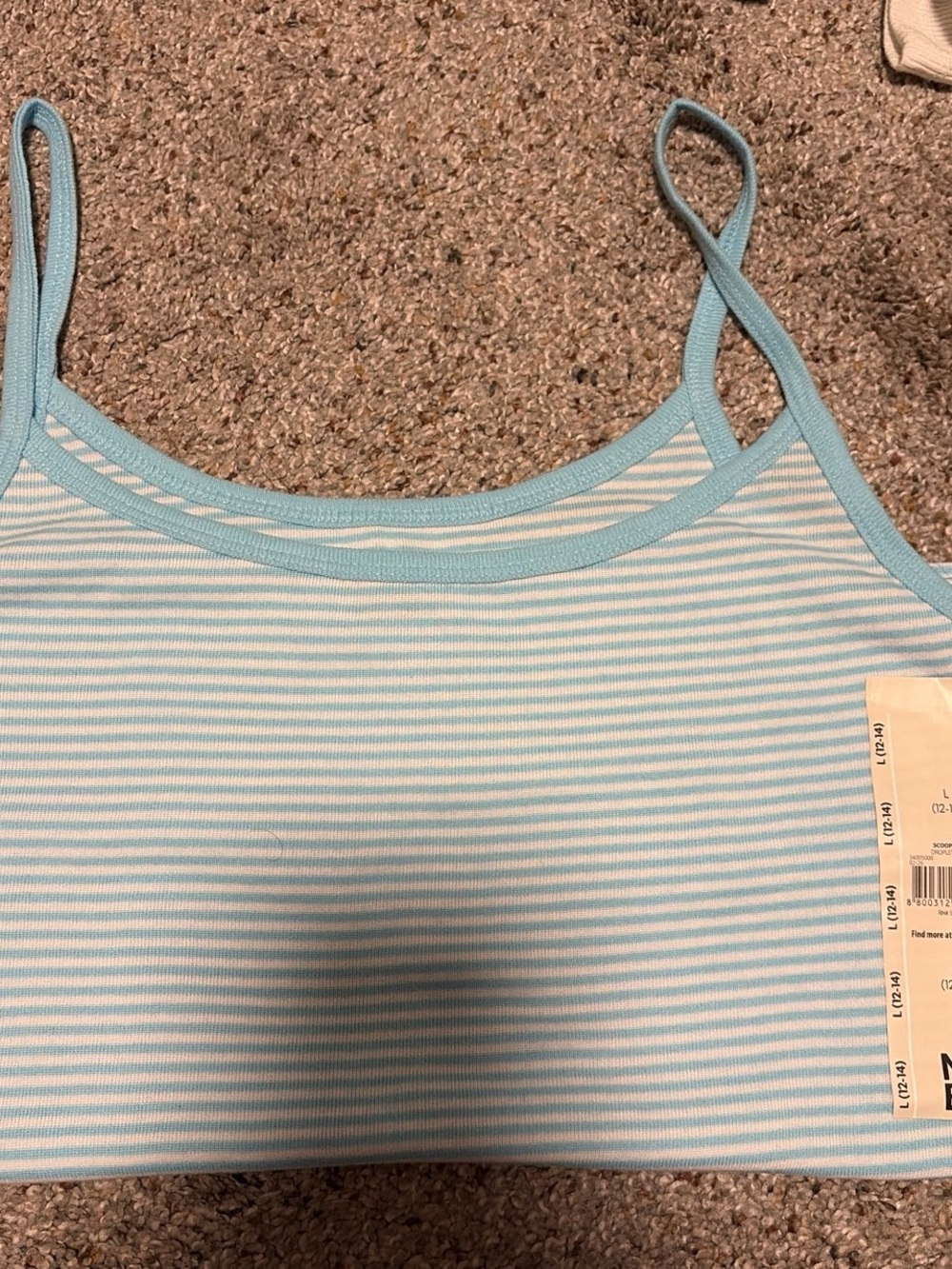 Light Blue & White Striped Tank Top